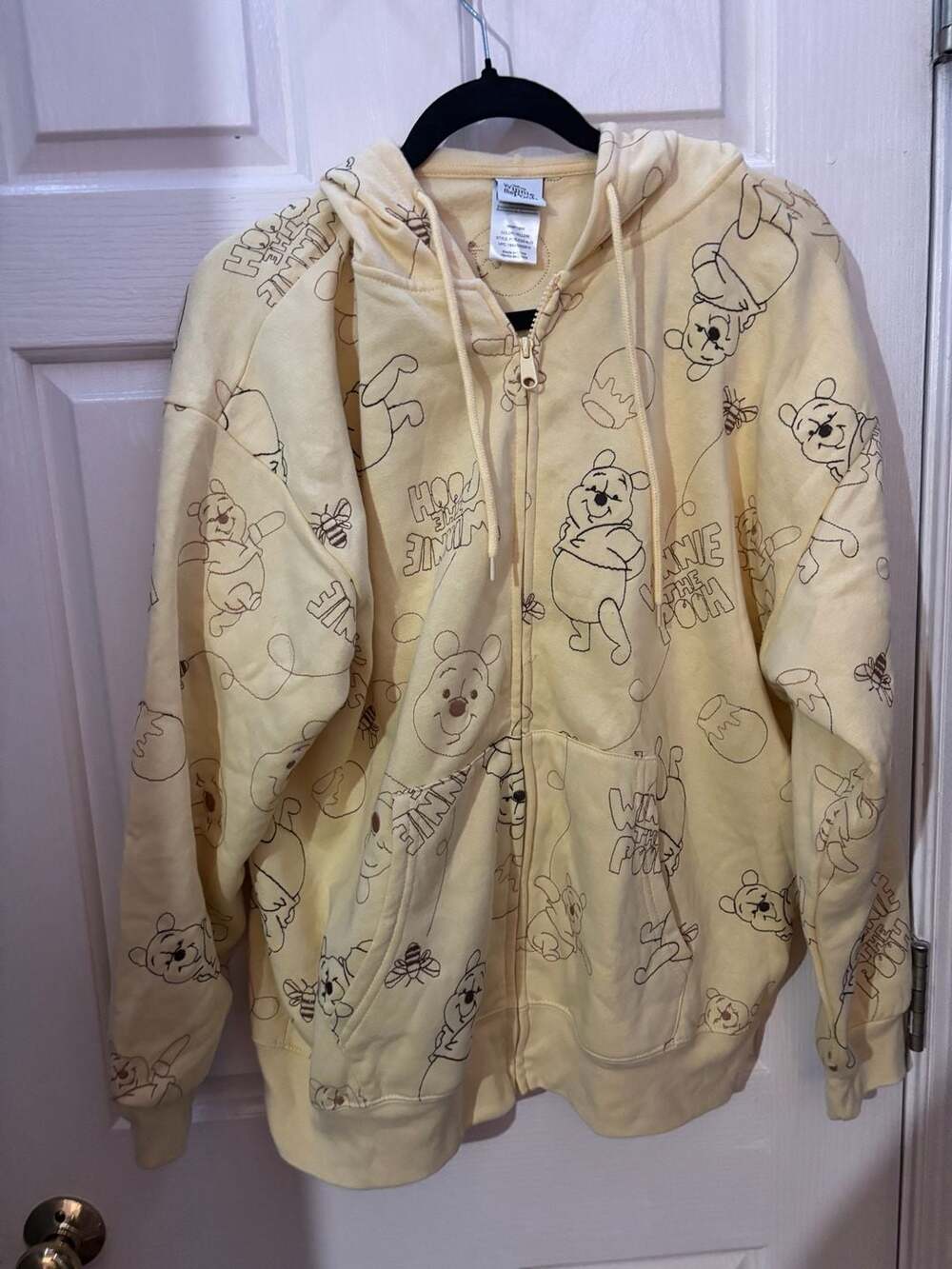 Disney Winnie The Pooh Yellow All-Over Print Full-Zip Hoodie XL